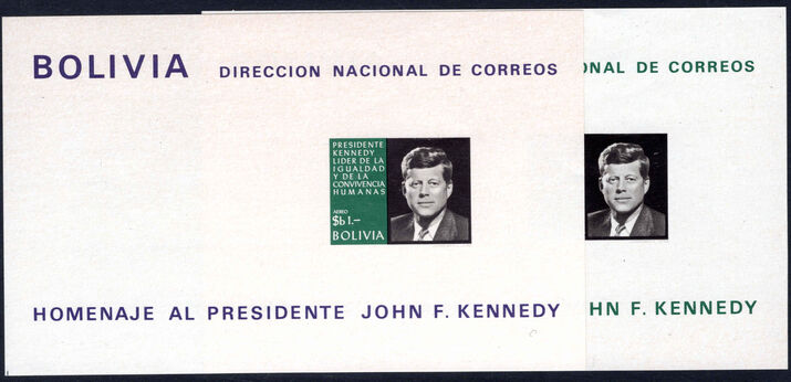 Bolivia 1968 Fifth Death Anniversary of John F. Kennedy souvenir sheet unmounted mint.