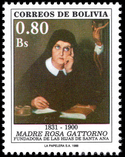 Bolivia 1988 Mother Rosa Gattorno unmounted mint.