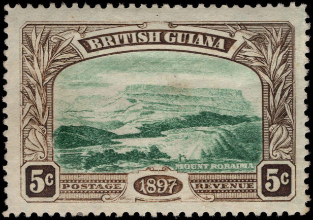 British Guiana 1898 5c deep green and sepia lightly mounted mint.
