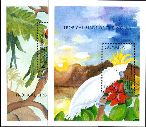 Guyana 2001 Tropical Birds souvenir sheet set unmounted mint.