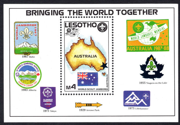Lesotho 1987 World Scout Jamboree souvenir sheet unmounted mint.
