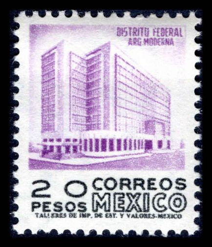 Mexico 1962-75 20p violet and black ord. paper wmk MEX-MEX ummounted mint.