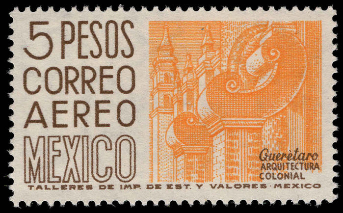 Mexico 1962-75 5p yellow-orange and brown perf 14 wmk 230 lightly mounted mint.