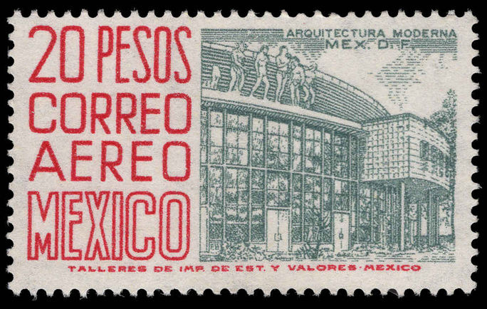 Mexico 1962-75 20p greenish-grey and scarlet MEX-MEX ordinary paper unmounted mint.