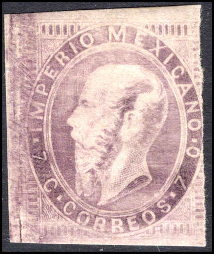 Mexico 1866-67 7c lilac-purple recess no overprint mounted mint.