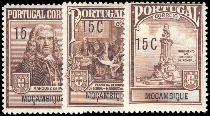 Mozambique 1925 Marquis de Pombal set lightly mounted mint.
