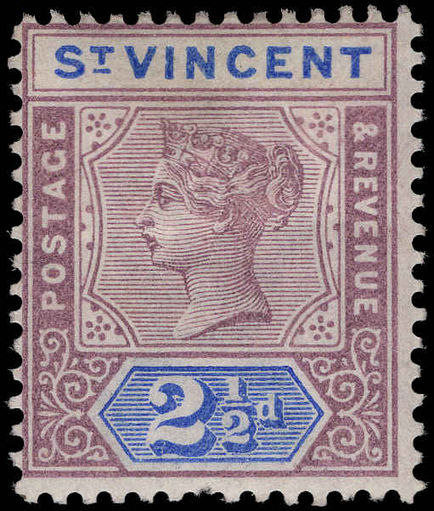 St Vincent 1899 2½d dull mauve and blue lightly mounted mint.