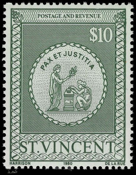 St Vincent 1980 $10 postal fiscal unmounted mint.