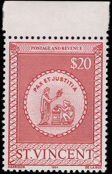 St Vincent 1984 $20 postal fiscal POST OFFICE watermark unmounted mint.