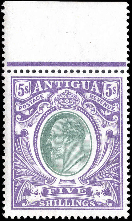 Antigua 1903-07 5s grey-green and violet Crown CC ordinary fine marginal unmounted mint.
