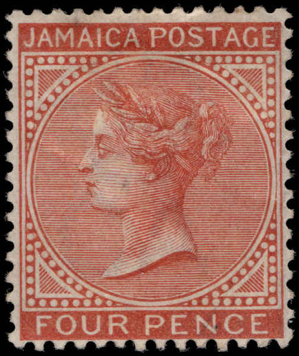 Jamaica 1883-97 4d scarce red-orange shade signed lightly mounted mint.
