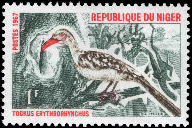 Niger 1967 1f Red-billed Hornbill unmounted mint.