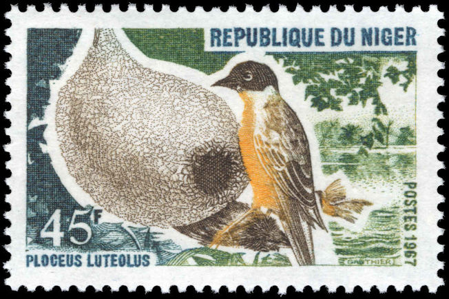 Niger 1967 45f Little Masked Weaver unmounted mint.