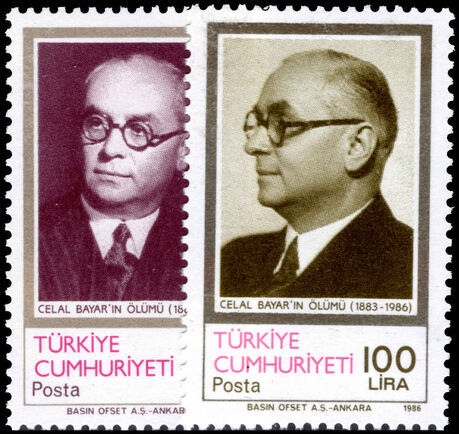 Turkey 1986 Celal Bayar unmounted mint.
