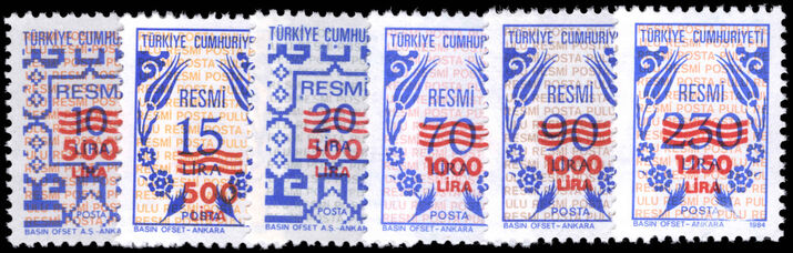 Turkey 1989 Official Provisionals unmounted mint.