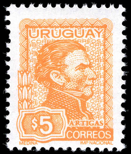 Uruguay 1972 5p yellow General Jose Artigas unmounted mint.