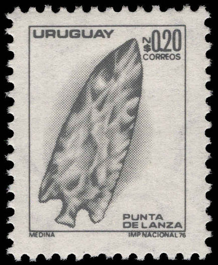 Uruguay 1976 20c Indian Lance Head unmounted mint.