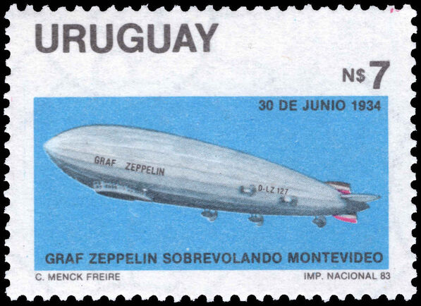 Uruguay 1983 Zeppelin Flight over Montevideo unmounted mint.