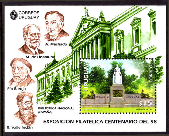 Uruguay 1997 Spanish Writers souvenir sheet unmounted mint.