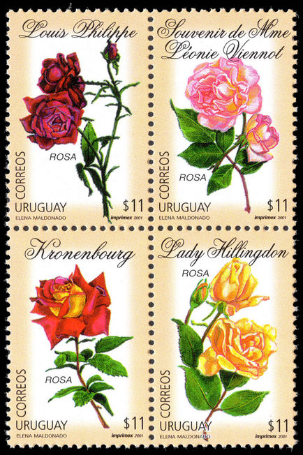 Uruguay 2001 Roses unmounted mint.