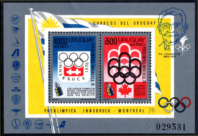 Uruguay 1975 Olympics souvenir sheet unmounted mint.