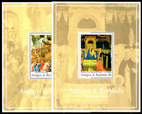 Antigua 1991 Christmas. Religious Paintings souvenir sheet unmounted mint.