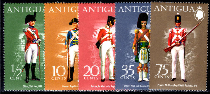Antigua 1974 Military Uniforms unmounted mint.