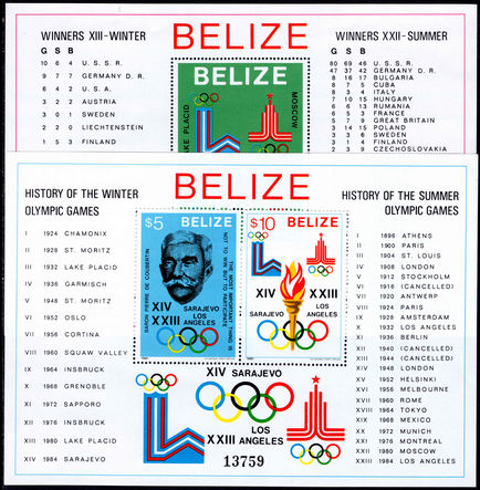 Belize 1981 History of the Olympics souvenier sheet unmounted mint.