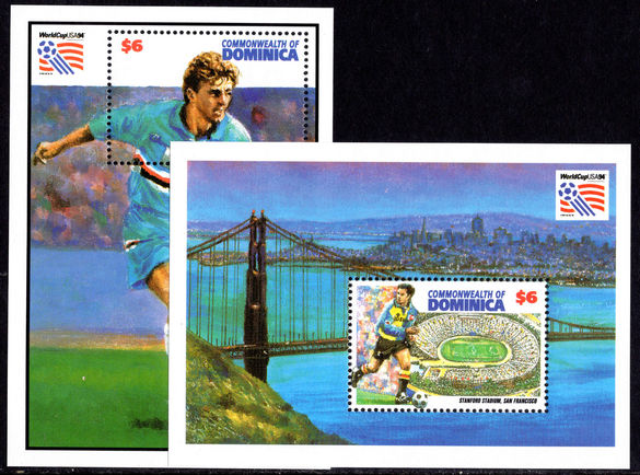Dominica 1994 World Cup Football souvenir sheet set unmounted mint.