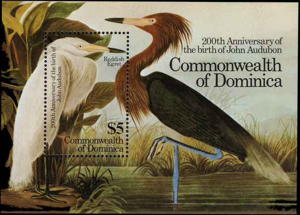 Dominica 1985 Audubon Birds souvenir sheet unmounted mint.