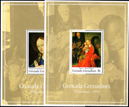 Grenada Grenadines 1991 Christmas. Religious Paintings by Martin Schongauer souvenir sheet unmounted mint.