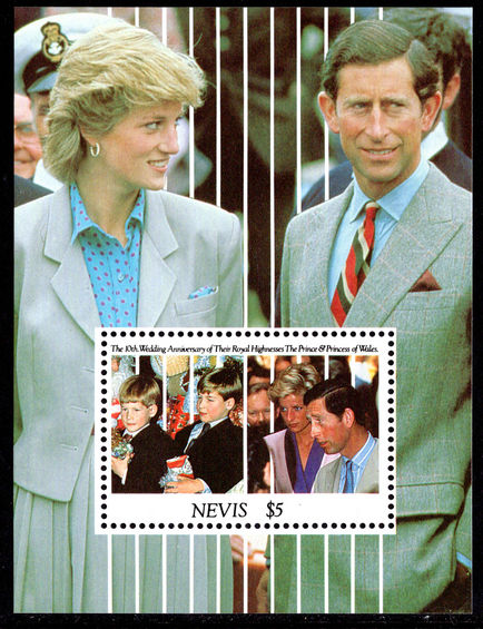 Nevis 1991 Prince and Princess of Wales souvenir sheet unmounted mint.