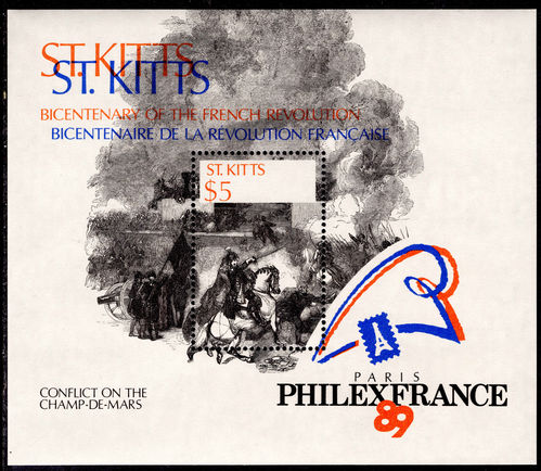 St Kitts 1989 Phiexfrance souvenir sheet unmounted mint.