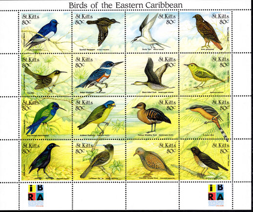 St Kitts 1999 Birds of the Eastern Caribbean sheetlet unmounted mint.