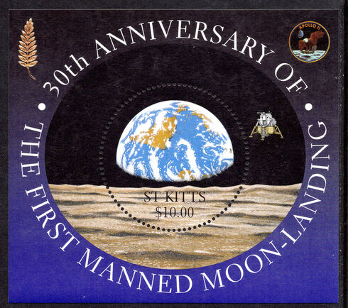 St Kitts 1999 30th Anniversary of First Manned Landing on Moon souvenir sheet unmounted mint.