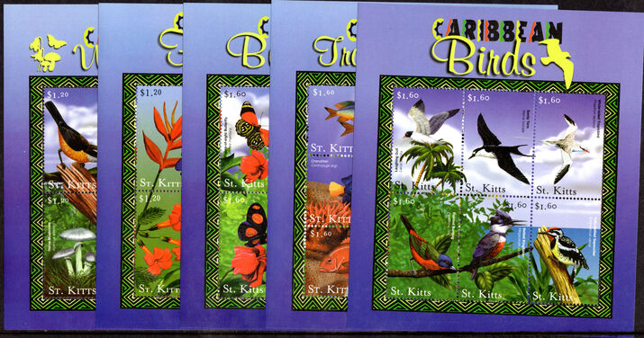 St Kitts 2001 Caribbean Flora and Fauna sheetlet set unmounted mint.