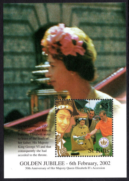 St Kitts 2002 Golden Jubilee souvenir sheet unmounted mint.