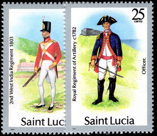 St Lucia 1989 Military Uniforms 1989 imprint unmounted mint.