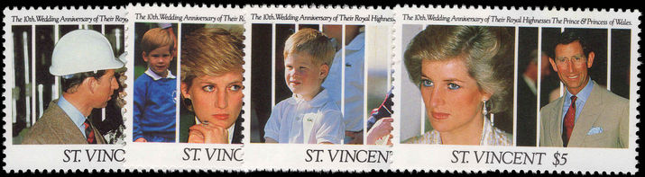 St Vincent 1991 Prince and Princess of Wales Wedding Anniversary unmounted mint.