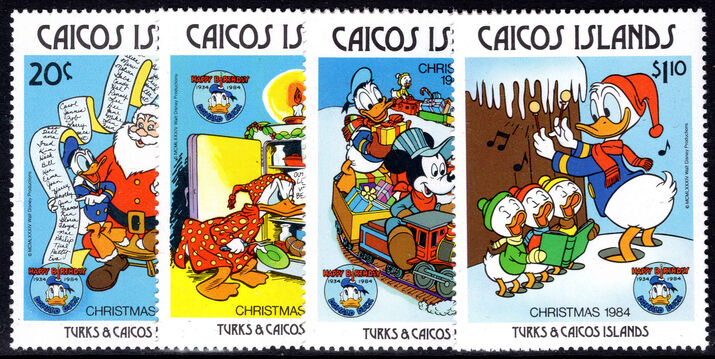 Caicos Islands 1984 Christmas. Walt Disney Cartoon Characters (less 75c) unmounted mint.