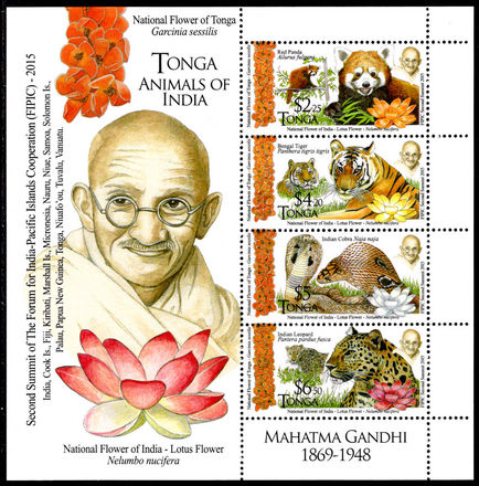 Tonga 2016 Summit Forum of India and the Pacific Islands souvenir sheet unmounted mint.