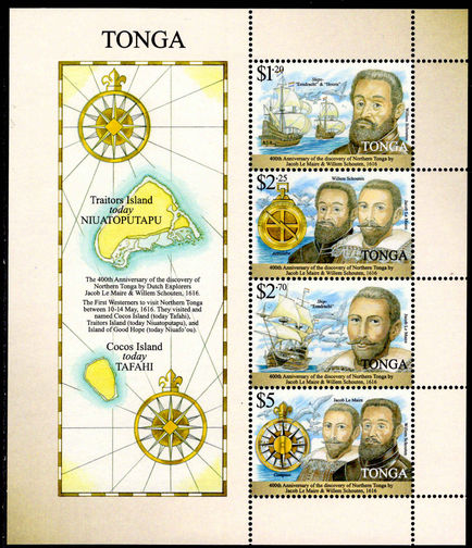 Tonga 2016 400th Anniversary of the European discovery souvenir sheet unmounted mint.