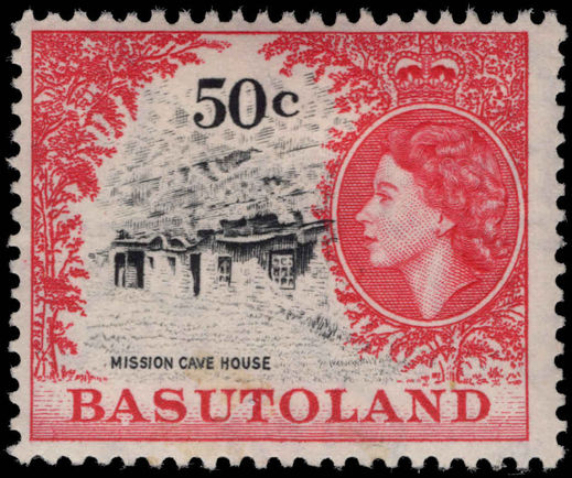 Basutoland 1961-63 50c Mission Cave House mounted mint.