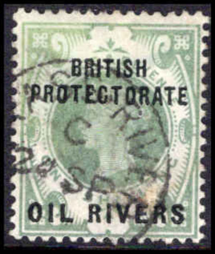 Oil Rivers 1892-94 1s dull green fine used.