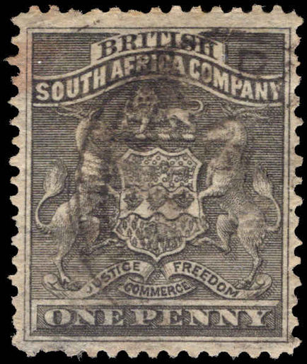 Rhodesia 1892-93 1d black fine used