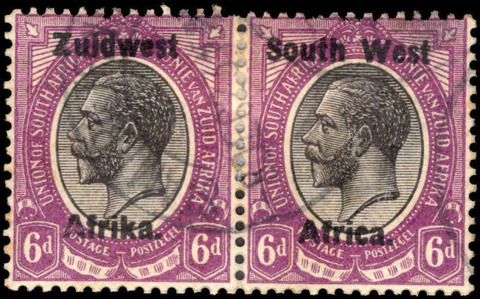 South West Africa 1923-26 6d black and violet setting III fine used