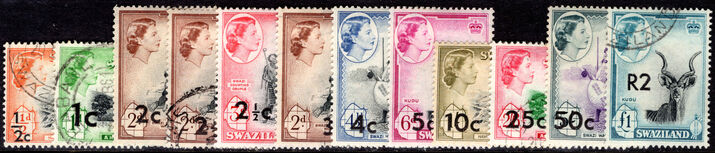 Swaziland 1961 surcharge set mixed mint and used (no 1r).