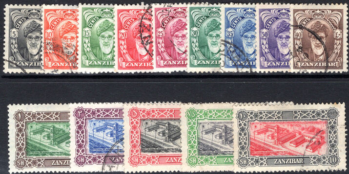 Zanzibar 1952-55 set fine used (15c and 1s lightly mounted mint).