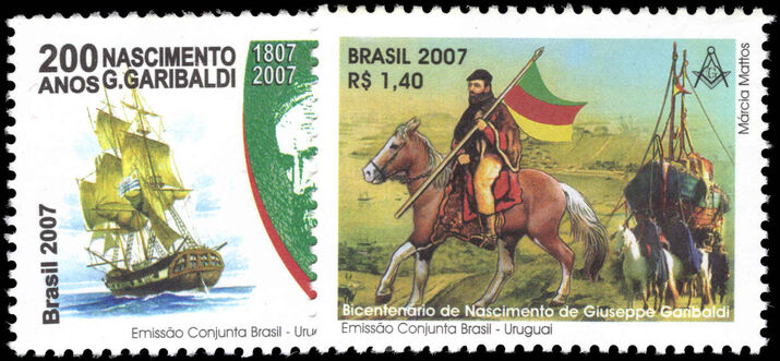 Brazil 2007 Guiseppe Galribaldi unmounted mint.