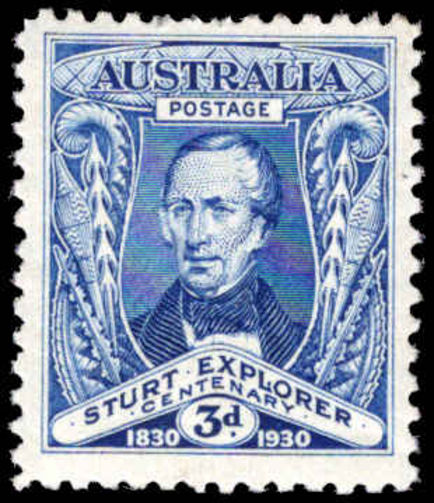 Australia 1930 3d Captain Sturt unmounted mint.